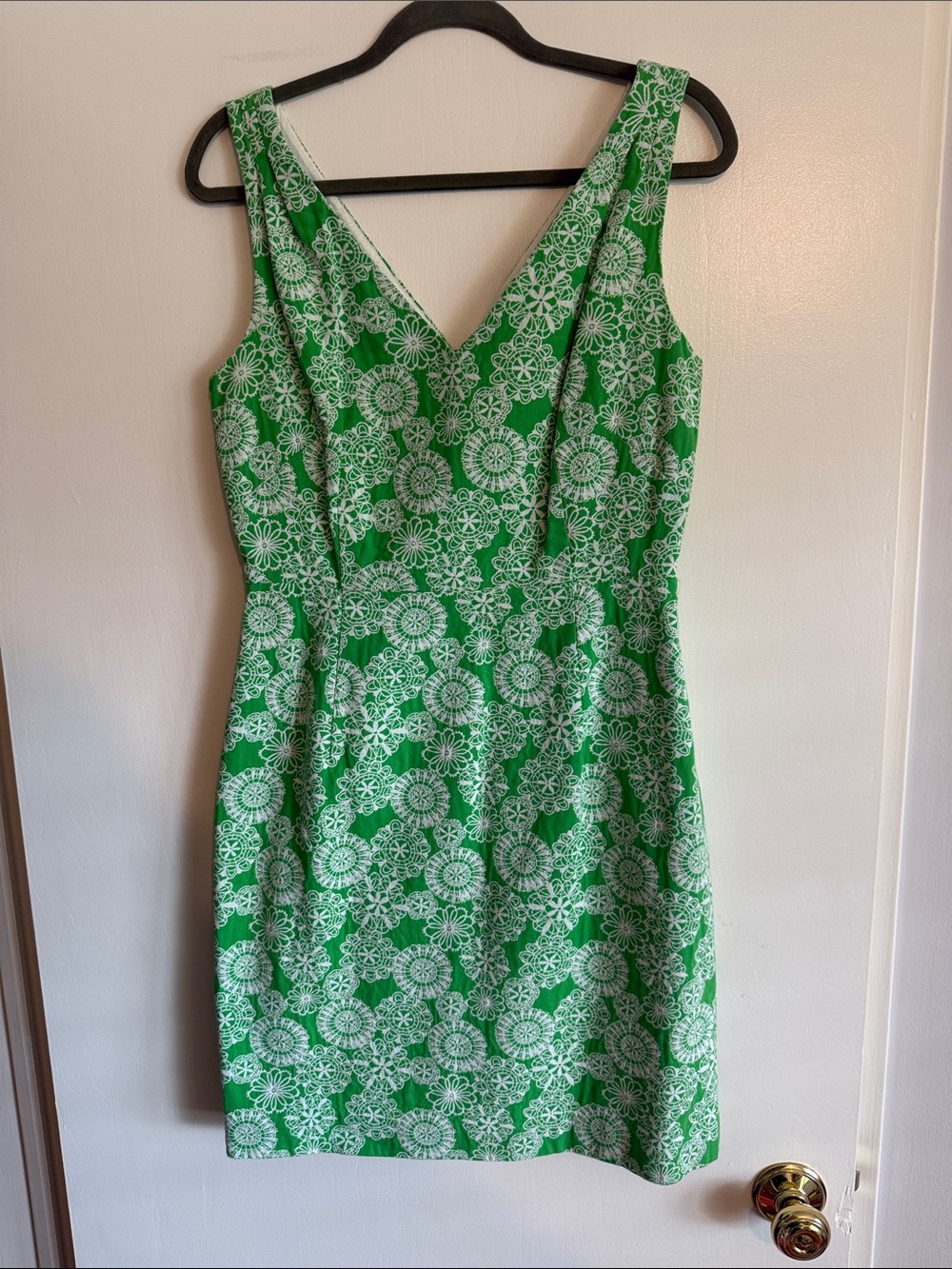 Lilly Pulitzer Green & White Floral V-Neck Mini Dress